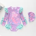 thumbnail image 2 of JTieacloth Children's Swimsuit Girls' Swimsuit Small Medium And Large Girls' Sun Long Sleeved Colorful Ruffled Swimsuit (3 14 Years Old),Sizes 9-11 Years, 2 of 4