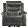 thumbnail image 4 of Lexicon Putnam Traditional Faux Leather Swivel Glider Reclining Chair in Gray, 4 of 10
