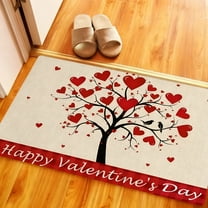 Valentine's Day Heart-Rose Entrance Mat - Romantic Non-Slip Welcome Doormat, Absorbent Stain-Resistant Rose-Printed Rug, Machine-Washable Soft Decor for Home, Bathroom & Entryway, 15.7*23.6in, A