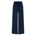 thumbnail image 3 of FRSASU Women's Loose Wide Leg Pants Plus Size High Waist Straight Leg Solid Casual Pants with Pocket Navy, 3 of 7