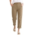thumbnail image 2 of Linen Pants Women Petite High Waisted Cropped Pants Summer Beach Ankle Length Straight Leg Tapered Trouser Pant with Pockets with Pockets Khaki S, 2 of 5