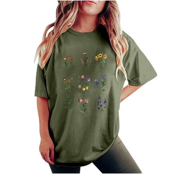 Bogo Crop Tops For Women Trendy Summer Womens Summer Tops Casual Short Sleeve Crew Neck Blouses For Women Dressy Casual T-Shirts For Women Graphic Tees Vintage