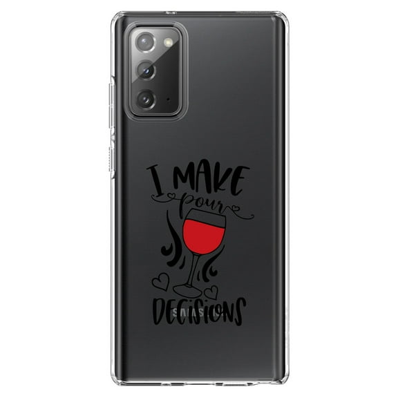 DistinctInk Clear Shockproof Hybrid Case for Galaxy Note 20 ULTRA (6.9" Screen) - TPU Bumper Acrylic Back Tempered Glass Screen Protector - I Make POUR Decisions - Wine