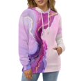 thumbnail image 4 of Abstract Pink Purple Marble Art Men's Women Vintage 3D Hooded Sweatshirt - All-Season Loose Fit Streetwear, 4 of 6