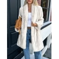 thumbnail image 2 of Female Long Faux Fur Coats  Faux Fur Jacket Long Sleeve Lapel Furry Coats Fuzzy Winter Jacket White M, 2 of 5