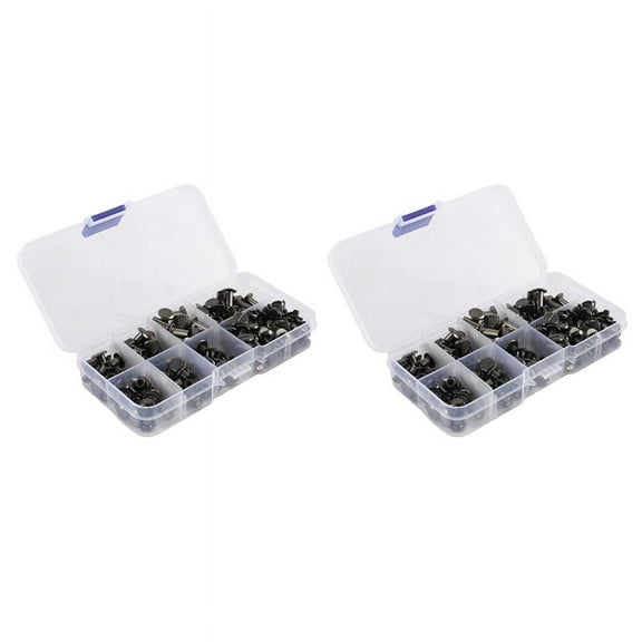 2024 TOP! 180 Sets Chicago Screws Assorted Kit,6 Sizes of Round Flat Leather Rivets Metal Screw Studs for DIY Craft A