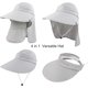 thumbnail image 3 of Sombreros de pesca con ala ancha y protección UV para mujer, sombrero de verano plegable con cola de caballo y solapa desmontable, 3 of 7