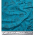 thumbnail image 1 of Soimoi Blue polyester Crepe Fabric Merry Christmas Text Print Fabric by the Yard 42 Inch Wide, 1 of 3