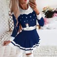 thumbnail image 2 of Lanhui Women Casual Round Neck Christmas Deer Snowflake Print Long Sleeve Mini Dress, 2 of 6