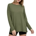 thumbnail image 7 of ClodeEU Womens Long Sleeve T Shirts ,Loose Fit Crewneck Basic Tee ,Oversized Tops Workout Sweatshirts Army Green,Womens Plus XXXL, 7 of 7