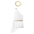 thumbnail image 6 of Alvivi Mens One Shoulder Ancient Roman Greek Toga Skirted Bodysuit with Gold Leaves Garland Headwear White 3XL, 6 of 7
