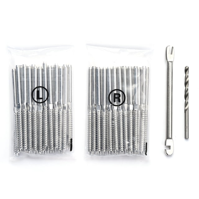 Yescom T316 Stainless Steel Cable Railing Hardware Right&Left Handed Thread Swage Lag Screws for Wood Posts - 60 pack