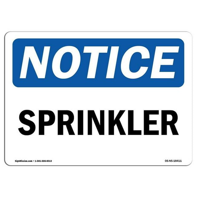 SignMission OS-NS-A-1218-L-18411 12 x 18 in. OSHA Notice Sign - Sprinkler