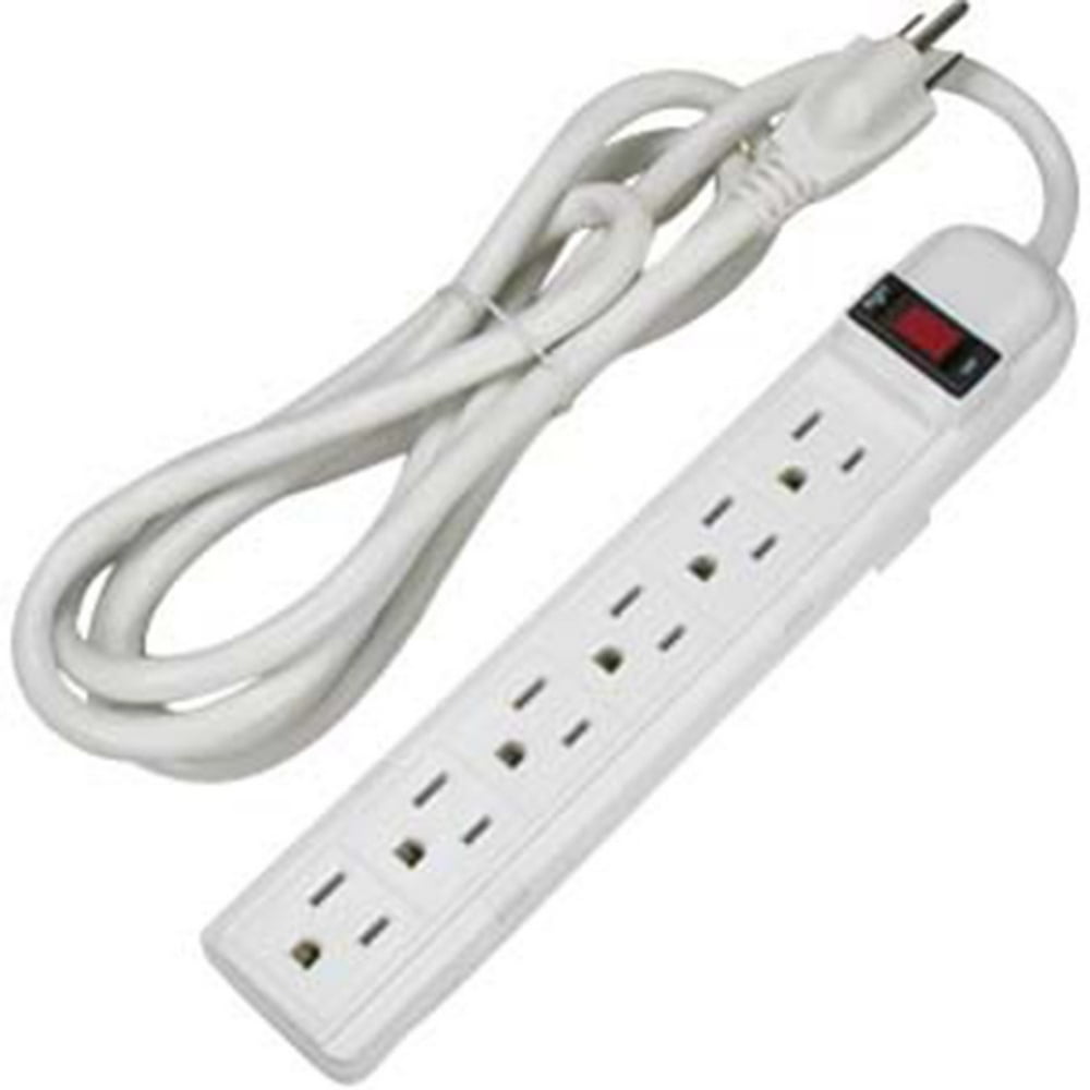 6 Outlet Surge Protector with 6ft Power Cord White 2 PACK Walmart