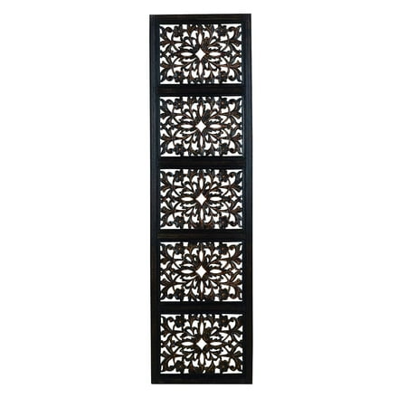 - 32661 Ebony Black Hand Carved Wood Wall Decor Sculpture