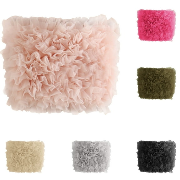 Wiyuqeen Women's Strapless Tulle Crop Top Elegant Mesh Pleated Tube Tops Off Shoulder Bustier for Party Clubwear