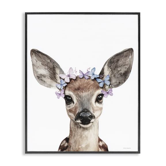 Stupell Industries Bohemian Fawn & Butterfly Wings Black Framed Giclee Art, 11 x 14, by Svetlana Aleynikova