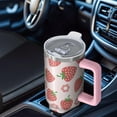 thumbnail image 3 of 40oz Stainless Steel Strawberry Tumbler Travel Cup Vacuum Insulated Flip Straw Lid Handle Leak Proof Gift for Him Her, 3 of 3