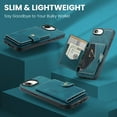 thumbnail image 3 of 2 in 1 Detachable Wallet Back Cover for iPhone 16e, Vintage Premium PU Leather Kickstand Case with Card Holder Pocket & Wireless Charging Slim Phone Cases Cover for iPhone 16e, Blue, 3 of 8