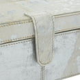 thumbnail image 6 of DecMode Handmade Cowhide Storage Silver Leather Decorative Box with Stitching Detail, 2 Count, 6 of 14