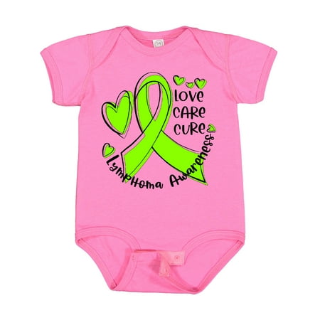 

Inktastic Love Care Cure Lymphoma Awareness Lime Green Ribbon Hearts Gift Baby Boy or Baby Girl Bodysuit