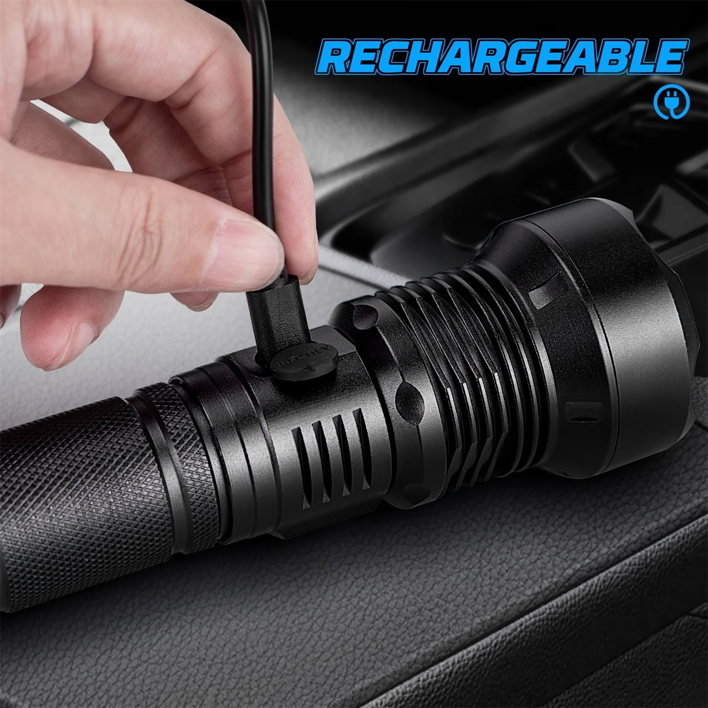 Rechargeable Flashlights High Lumens,900,000 Lumens Super Bright Led Flashlight with 5 Modes,Waterproof Powerful Flashlight, 12 Hours Runtime for Home,Camping,Walking(2 Pack)