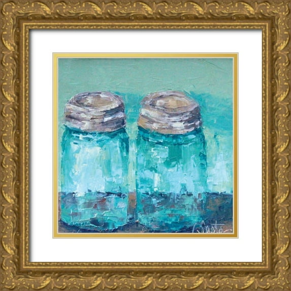 Saeta, Leslie 20x20 Gold Ornate Wood Framed with Double Matting Museum Art Print Titled - Two Jars