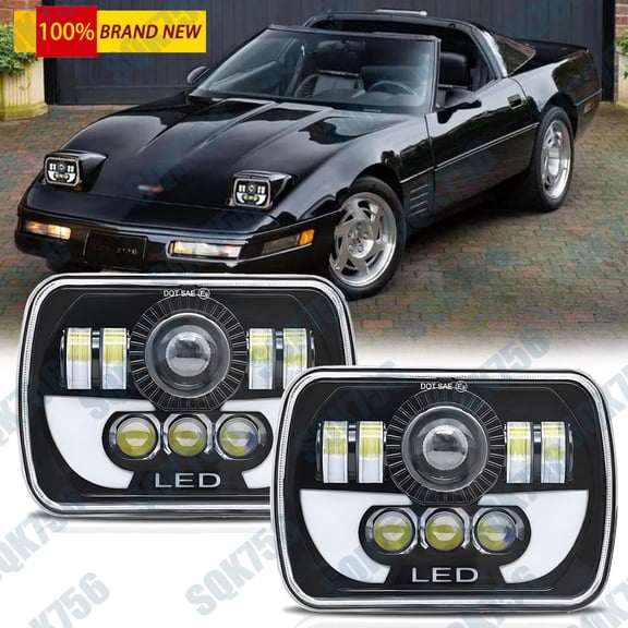 Fit 1984-1996 for Chevy Corvette C4 DOT Sealed 2PCS 5x7 7x6" LED Headlight HI/LO