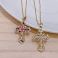 thumbnail image 2 of Zhuge Colgante de collar hecho a mano, collar de cruz vintage, colgante personalizado, collar de circonita (oro), 2 of 2