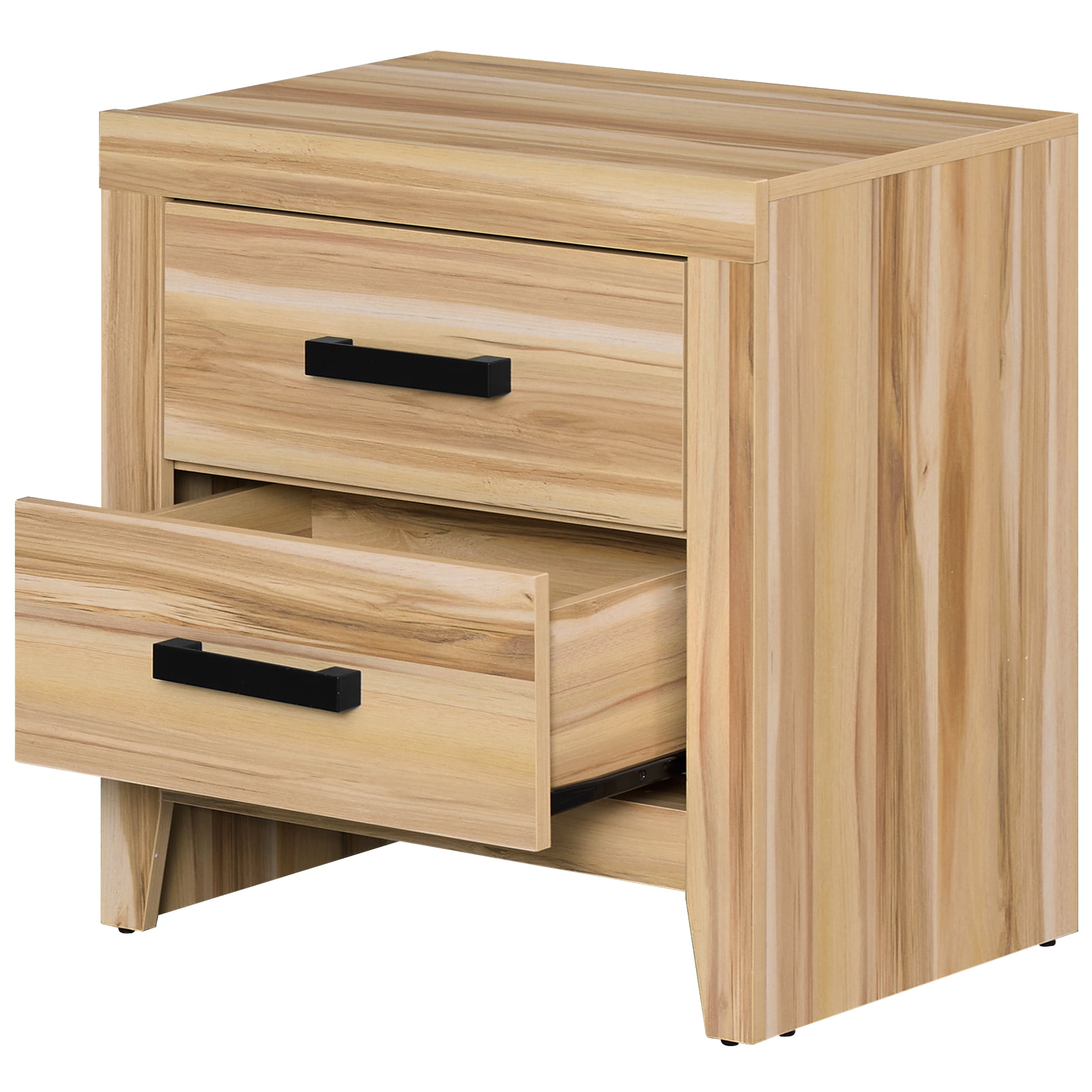 Farmhouse Rustic Wooden Nightstand With 2 Smooth‑Glide Storage Drawers,Solid‑Base Bedside End Table,Multi‑Purpose Accent Side Cabinet For Bedroom,Living‑Room,Two-Tone