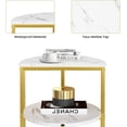 thumbnail image 2 of LinkRomat Faux Marble Side Table, 3-Tier Living Room End Table, Small Round Side Table Bedside Table, Modern Sofa Table with Metal Legs, White & Gold, 2 of 7