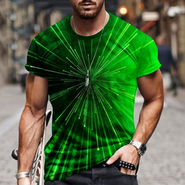 DPTALR Hommes Casual Col Rond Pull Impression Numérique 3D Fitness Shorts Manches T Chemise Blouse