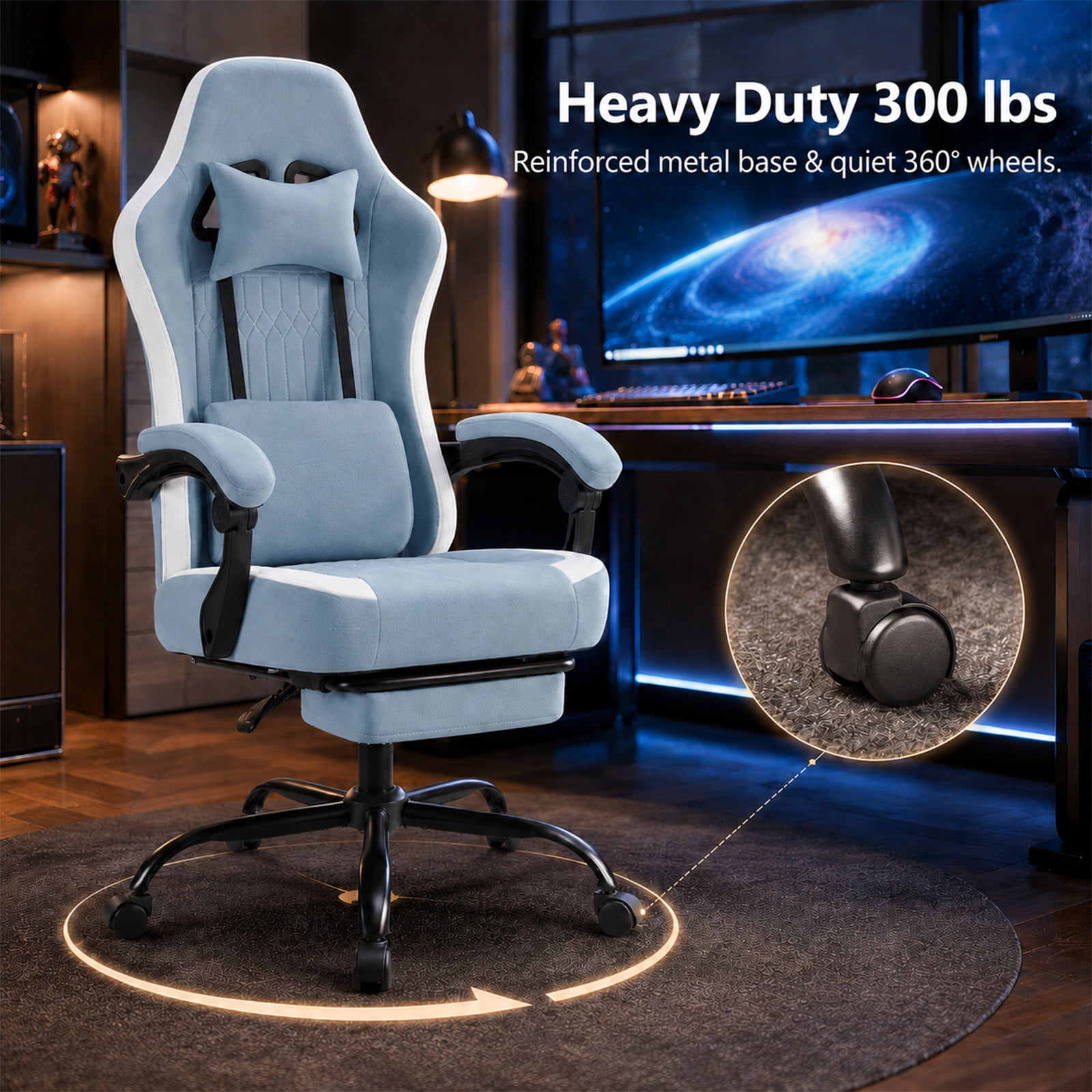 Alvantor Gaming Chair, Computer Office Chair with Linkage Armrests and Footrest, High Back Ergonomic Computer Chair with Lumbar Support Task Chair with Footrest