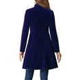 thumbnail image 3 of Abrigo de terciopelo A-Line para mujer Inspire Chic, de doble botonadura, con cuello alto, abrigo de invierno de longitud media, XS, azul oscuro, 3 of 6