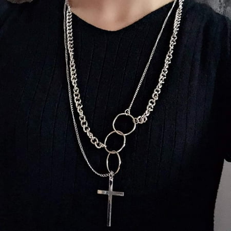 Dainty Unique Punk Layering O Ring Chain Choker Necklace Sweater Chain Boho Jewelry Set Layered Cross Pendant Statement Chunky Chain Necklace For Women Man Walmart Canada