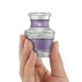 thumbnail image 2 of Reminded Small Cremation Keepsake Urn for Human Ashes, Lavender and Silver Miniature Memorial Urn with Velvet Case, 2 of 6