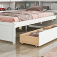 thumbnail image 7 of Twin Size Daybed Frame with L-shaped Bookcase and Drawers, Solid Wood Platform Bed Frame with Headboard and Slats Support, Floor Bed Frame for Teens Adults, No Box Spring Needed, White, 7 of 7