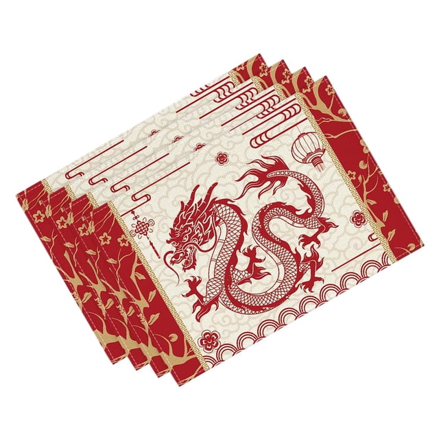 Juego de 4 manteles individuales Macarena Decoración de mesa año nuevo chino 2024