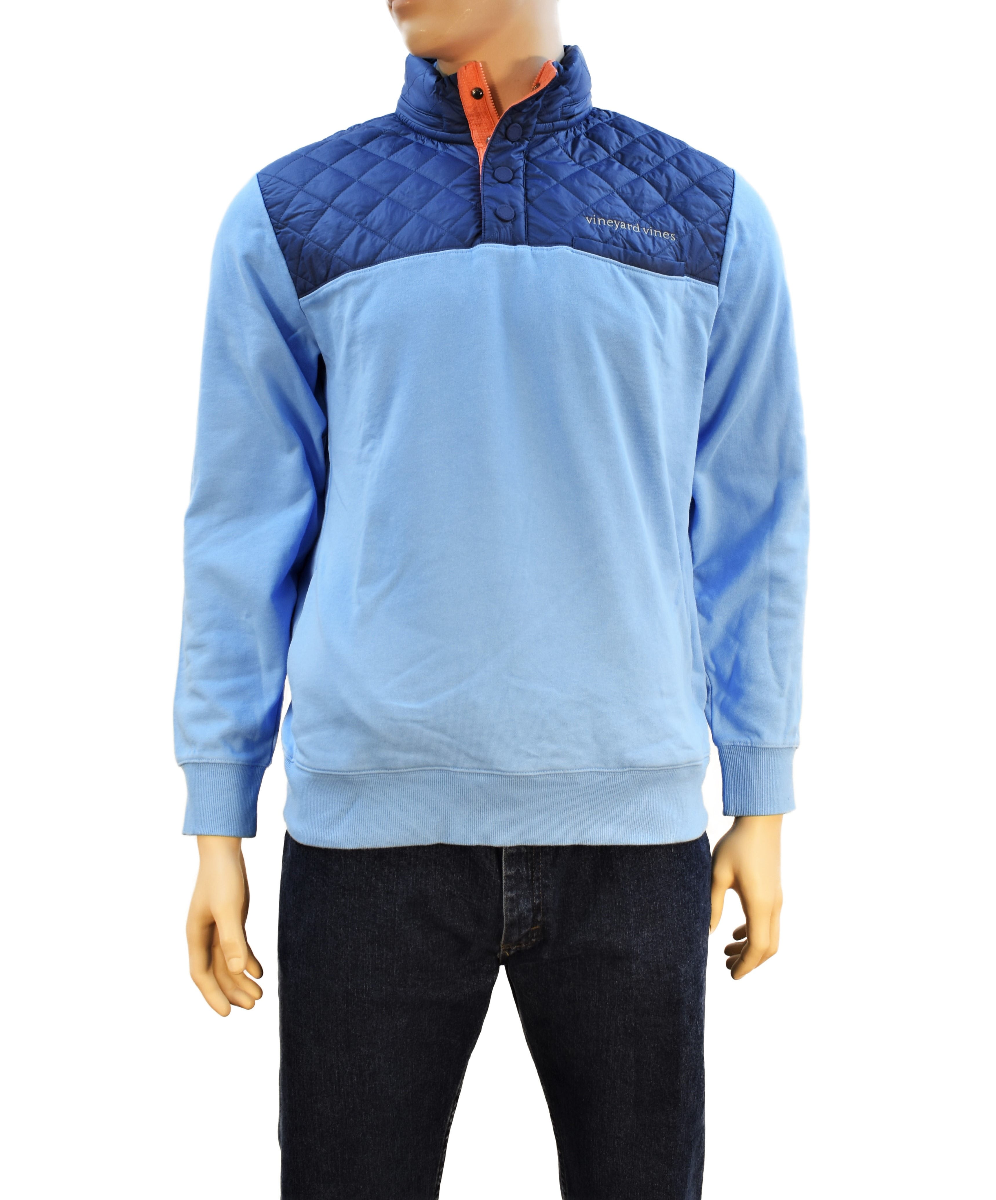 Vineyard Vines Mens Performance Snap Planket Shep Shirt Blue Ocean