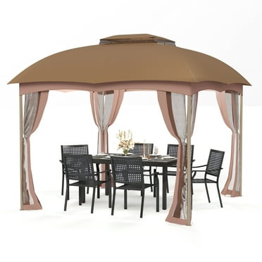 MAISON ARTS 10ft x 10ft Pop Up Double-vented Gazebo with Mosquito Mesh Netting Walls
