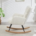 thumbnail image 3 of Ergonomic Teddy Fabric Rocking Chair 300lbs Heavy Duty Metal Frame Upholstered Glider Chair Soft Padded Leisure Accent Chair For Living Room Bedroom（Ivory）, 3 of 12