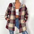 thumbnail image 2 of IROINNID Women's Shacket Jacket Long Sleeve Plaid Hoodie Outwear, Comfy Fall/Winter Single Breasted Cardigan Temperament Commuting Woolen Plaid Jacket, 2 of 7