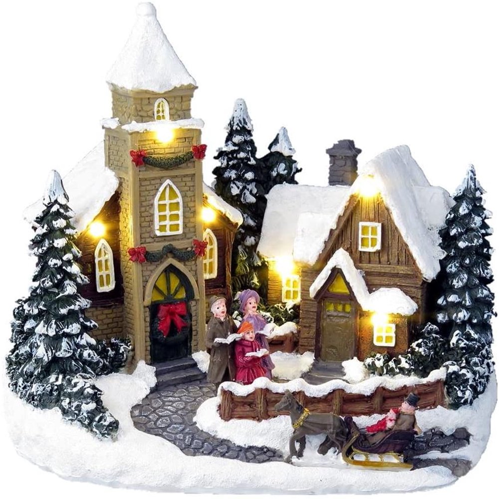 Elegantoss Musical Christmas Carol Singing House Scene Figurine with