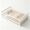 thumbnail image 6 of Bellemave Full Size Montessori Bed Frame with Slats and Rails, Solid Wood Full Floor Bed for Kids/Boys/Girls, No Box Spring Needed (White), 6 of 6