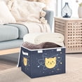 thumbnail image 3 of Yayeee Collapsible Storage Bin with Lid Fabric Closet Decorative Basket with Handles, Orange Cat Planet, 3 of 7