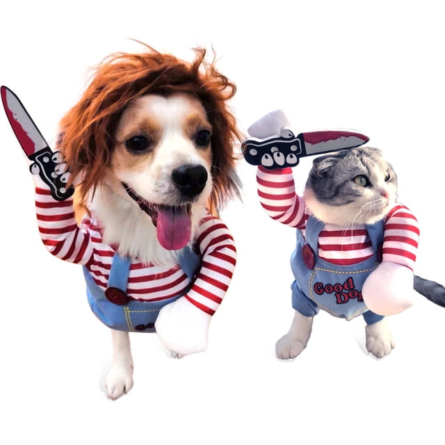 Disfraz de perro de muñeca mortal para mascotas, artículos para mascotas, disfraces de cosplay, ropa de perro de Halloween, disfraz de perro y gato de Halloween Ray