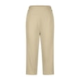 thumbnail image 6 of Stamzod Womens Capris for Summer Fashion Solid Color Elastic Waist Straight Yoga Capri Pants Casual Slim Fit Stretch Plus Size Capris with Pocket Beige C XXXXXL, 6 of 6