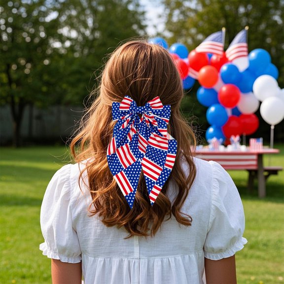 Independence Day Tricolor Flag Bow Spring Clips Independence Day Hair Clips Children Adult Party Decoration Hair Decoration 1Pc