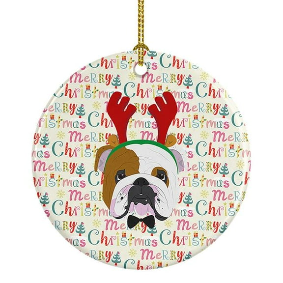 2.8 x 2.8 in. Unisex English Bulldog Merry Christmas Ceramic Ornament