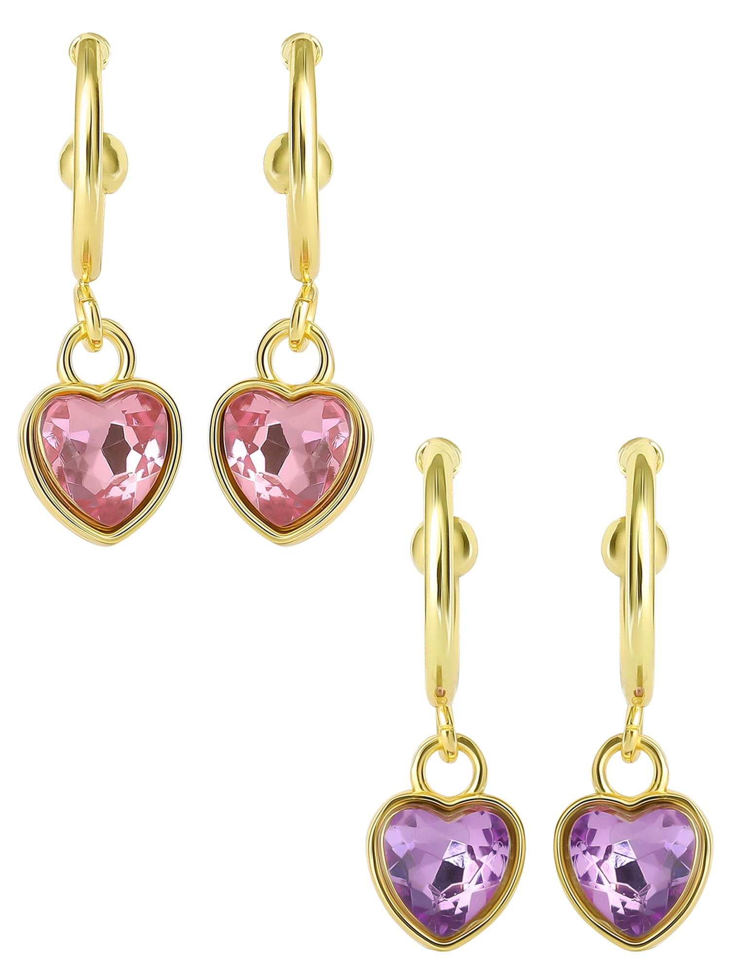 Celebrity Pink Women’s Heart Hoop Earring Set, Two Pairs